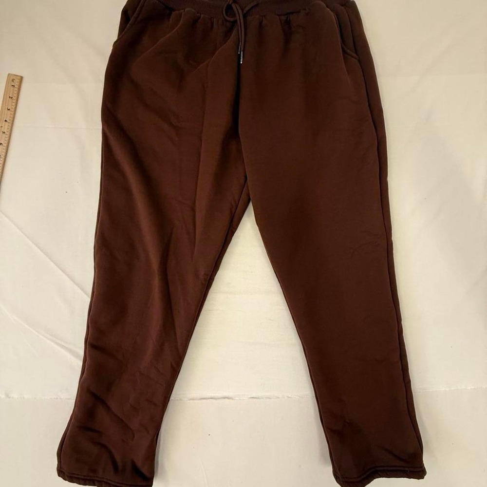 Brown Sherpa-Lined Sweatpants - Size XL
